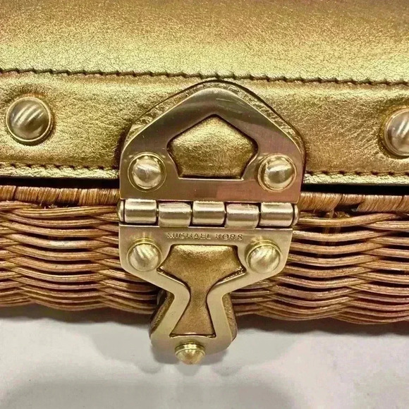 Michael Kors Santorini Gold Wicker Clutch - Picture 8 of 15